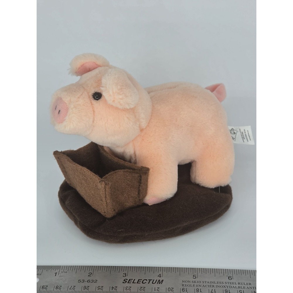 Vintage Applause Dankin Plush Piglet Farm Feeding Trough 1980's No Sound